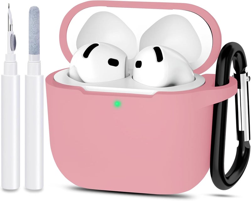 ATUAT Compatible with AirPods 4 Case Cover, Protective Silicone Skin Accessories with Keychain for Women Men for Apple AirPods 4th Generation Case(2024), Front LED Visible, Bean Pink - Image 1